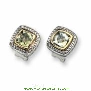 Sterling Silver w/14k Green Amethyst Earrings