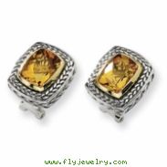 Sterling Silver w/14ky 10X8mm Citrine Omega Back Earrings