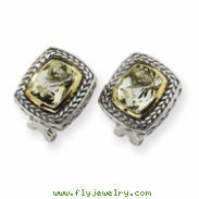 Sterling Silver w/14ky 10x8mm Green Amethyst Omega Back Earrings