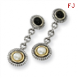 Sterling Silver w/14ky 5mm FW Cultured Pearl 4mm Onyx Drop Earrings