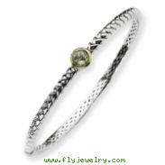 Sterling Silver w/14ky 6m Green Amethyst Hinged Bangle Bracelet