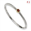 Sterling Silver w/14ky 6mm Garnet Hinged Bangle Bracelet