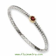 Sterling Silver w/14ky 6mm Garnet Hinged Bangle Bracelet