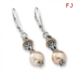 Sterling Silver w/14ky 8-8.5mm Pink FW Cultured Pearl Earrings