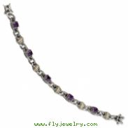 Sterling Silver w/14ky Amethyst Antiqued Bracelet