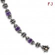 Sterling Silver w/14ky Amethyst Antiqued Bracelet