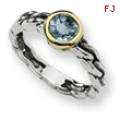 Sterling Silver w/14ky Antiqued 6mm Round Sky Blue Topaz Ring