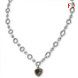 Sterling Silver w/14ky Black Diamond Heart Drop 17