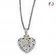 Sterling Silver w/14ky Diamond Vintage Heart Pendant