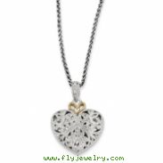 Sterling Silver w/14ky Diamond Vintage Heart Pendant