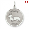 Sterling Silver Welsh Corgi Disc Charm