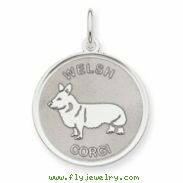 Sterling Silver Welsh Corgi Disc Charm