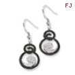 Sterling Silver White & Black Diamond Fancy Dangle Earrings