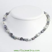 Sterling Silver White & Grey Cultured Pearl Necklace chain