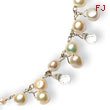 Sterling Silver White Cultured Button Pearl & Crystal Necklace