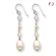 Sterling Silver White Cultured Pearl and Clear Crystal Earrings