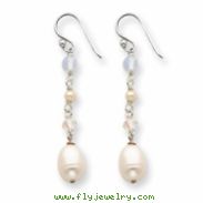 Sterling Silver White Cultured Pearl and Clear Crystal Earrings