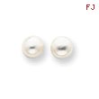 Sterling Silver White Cultured Pearl Button Earrings