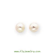 Sterling Silver White Cultured Pearl Button Earrings