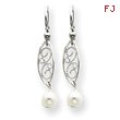 Sterling Silver White Cultured Pearl Filigree Dangle Earrings