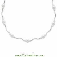 Sterling Silver White Cultured Pearl w/2 Extension Necklace chain