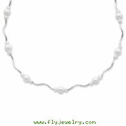 Sterling Silver White Cultured Pearl w/2 Extension Necklace chain