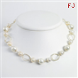 Sterling Silver White Freshwater Cultured Pearl Necklace chain