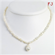 Sterling Silver White Freshwater Cultured Pearl Necklace chain