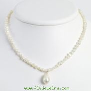 Sterling Silver White Freshwater Cultured Pearl Necklace chain