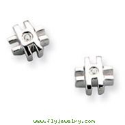 Sterling Silver White Ice .02ct. Diamond Cross Earrings