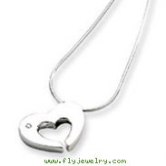 Sterling Silver White Ice .02ct Diamond Heart Necklace