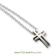 Sterling Silver White Ice .03ct. Diamond Cross Necklace