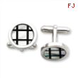 Sterling Silver with Mother of Pearl and Black Enamel Cuff Links