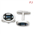 Sterling Silver with Mother of Pearl and Black Enamel Cuff Links