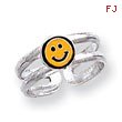 Sterling Silver Yellow & Black Enameled Smiley Toe Ring