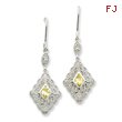 Sterling Silver Yellow & Clear Cubic Zirconia Dangle Earrings