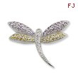 Sterling Silver Yellow & Clear CZ Dragonfly Pin