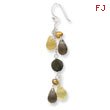 Sterling Silver Yellow & Smoky Crystal, Freshwater Cultured Pearl, Prehnite Earrings