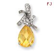 Sterling Silver Yellow And Clear CZ Pendant Slide