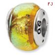 Sterling Silver Yellow Dichroic Glass Bead