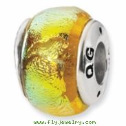 Sterling Silver Yellow Dichroic Glass Bead