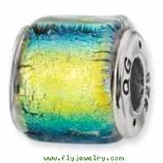 Sterling Silver Yellow Dichroic Glass Bead