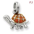 Sterling Silver Yellow Enamel Turtle Charm