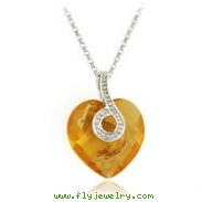 Sterling Silver Yellow Swarovski Crystal Heart Necklace