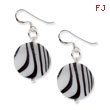 Sterling Silver Zebra Print Mother Of Pearl Disc Earrings