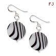 Sterling Silver Zebra Print Mother Of Pearl Disc Earrings