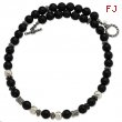 Sterling Silver/14Ky Black Onyx, Silver, Black Enamel, Gold Bead Necklace