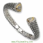 Sterling Silver/14ky Diamond Cuff Bracelet