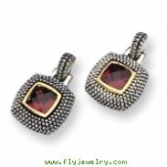 Sterling Silver/Gold-plated Antiqued Garnet Earrings