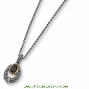 Sterling Silver/Gold-plated Smokey Quartz Antiqued 18in Necklace